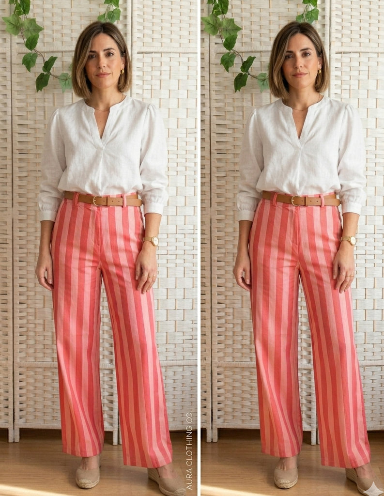 Pantalon a rayas rosa