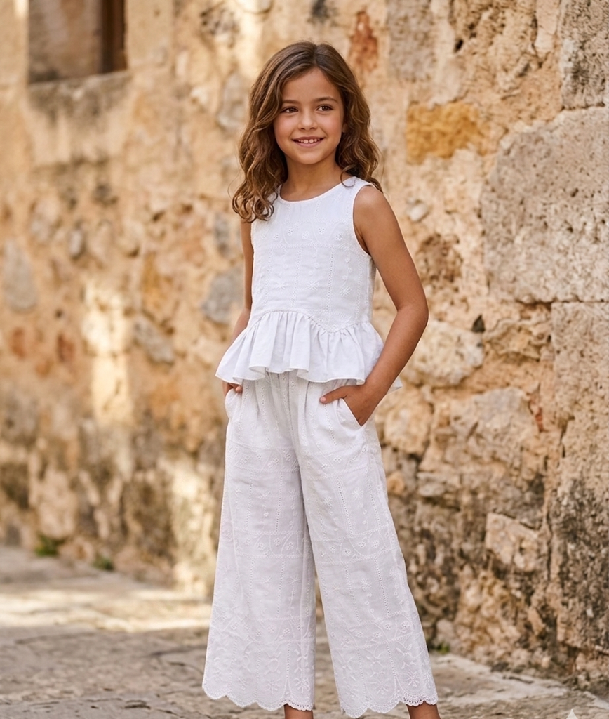 Conjunto Romántico de Dos Piezas- Blanco