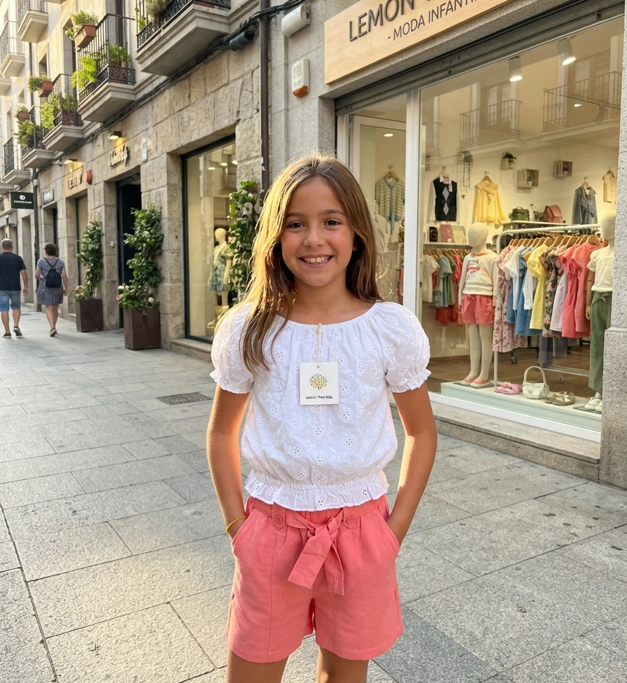 Calzonas de Niña en Color Coral con Cinturón